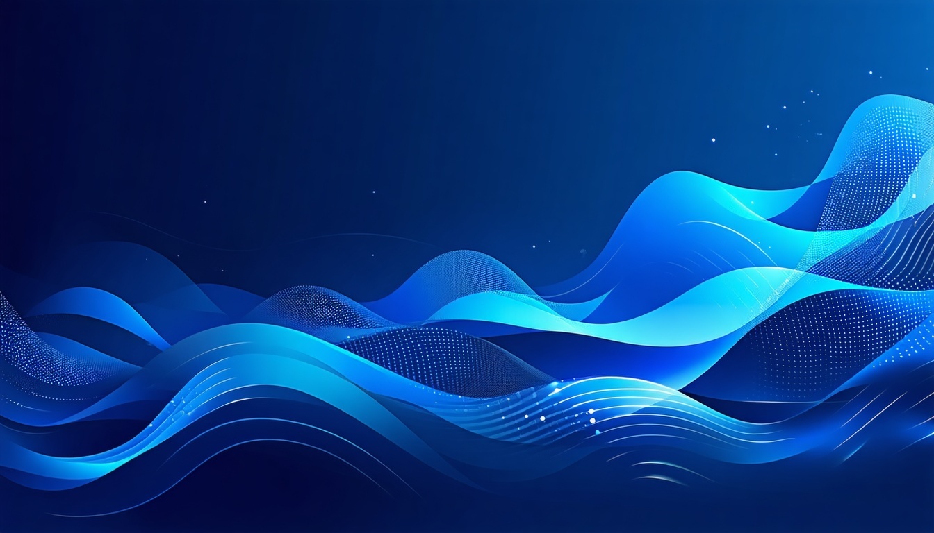 The image features a dynamic wave pattern rendered in various shades of blue evoking a sense of fluidity and movement The wave appears to pulse with energy symbolizing the rapid advancements in artificial intelligence while its smooth curves and grad-1